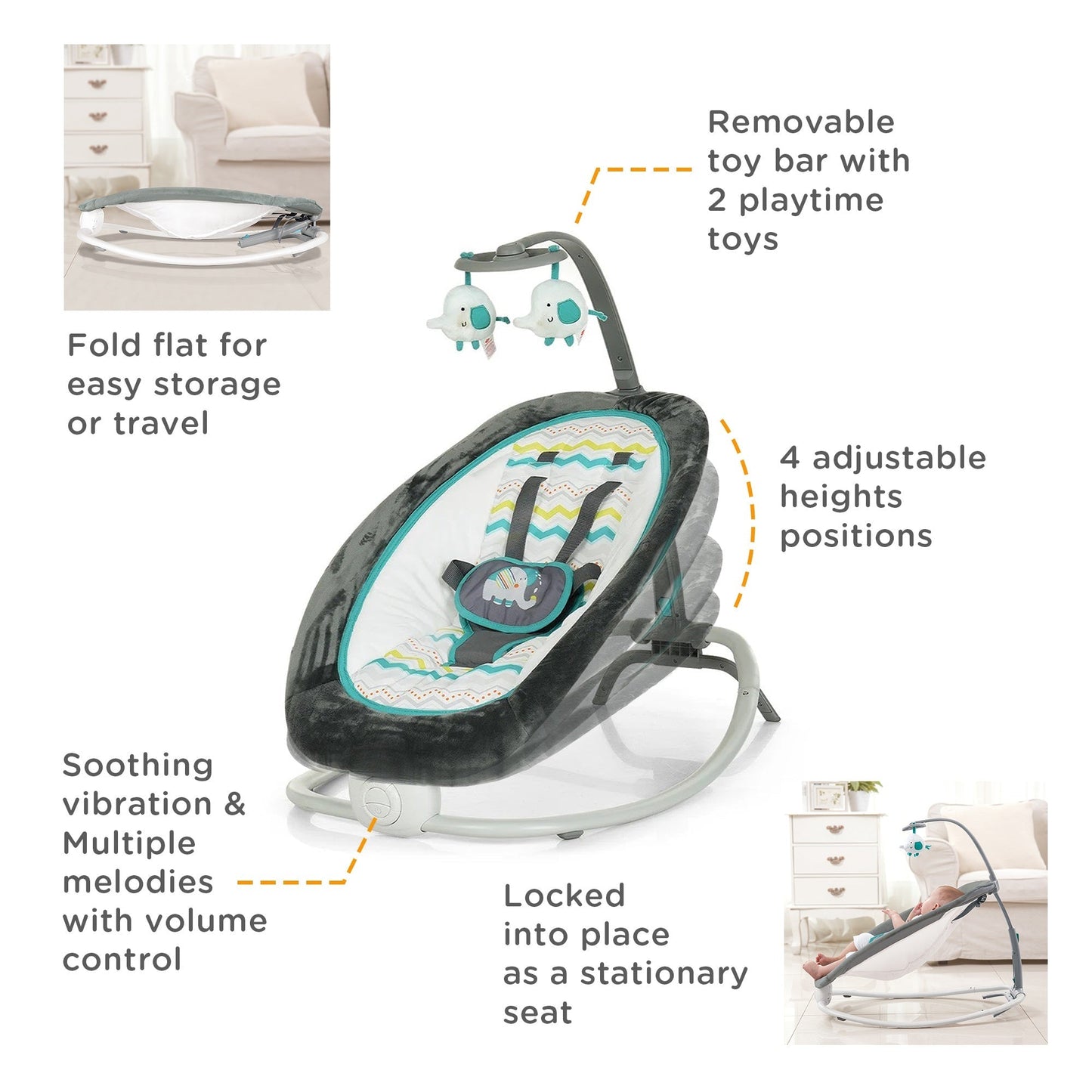 Mastela Fold Up Rocker - 3months to 12months-Open Box