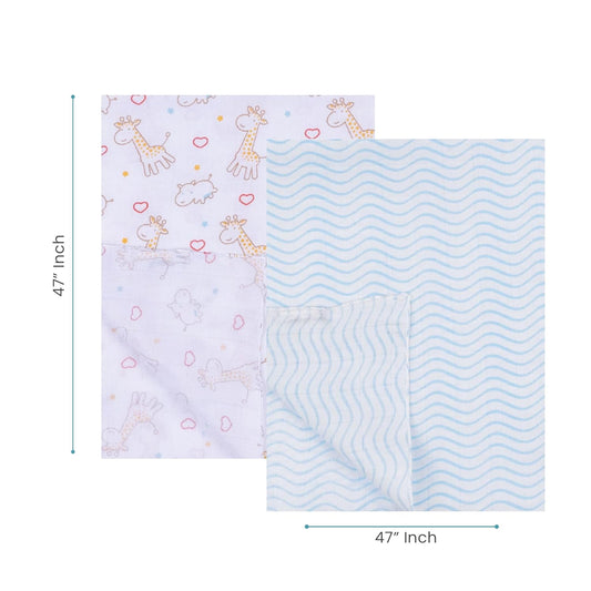 Blue Giraffe swaddle wrap (Pack of 2) nuluv
