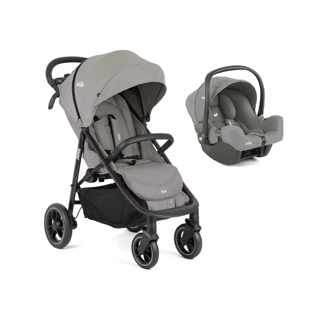 Joie Litetrax 4 Stroller & Gemm Infant Carrier - Travel System - Pebble- Birth to 4 years