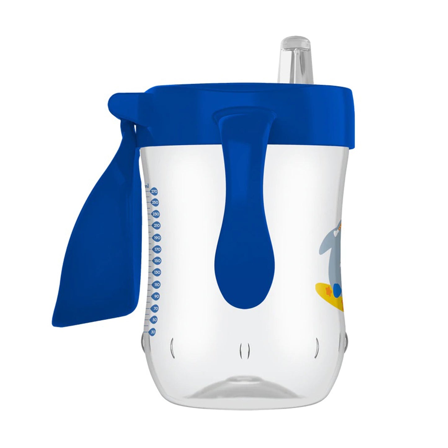 Dr. Brown's Sipper Soft-Spout Toddler Cup with Handles (9 to 24 Months) Blue Penguin Deco