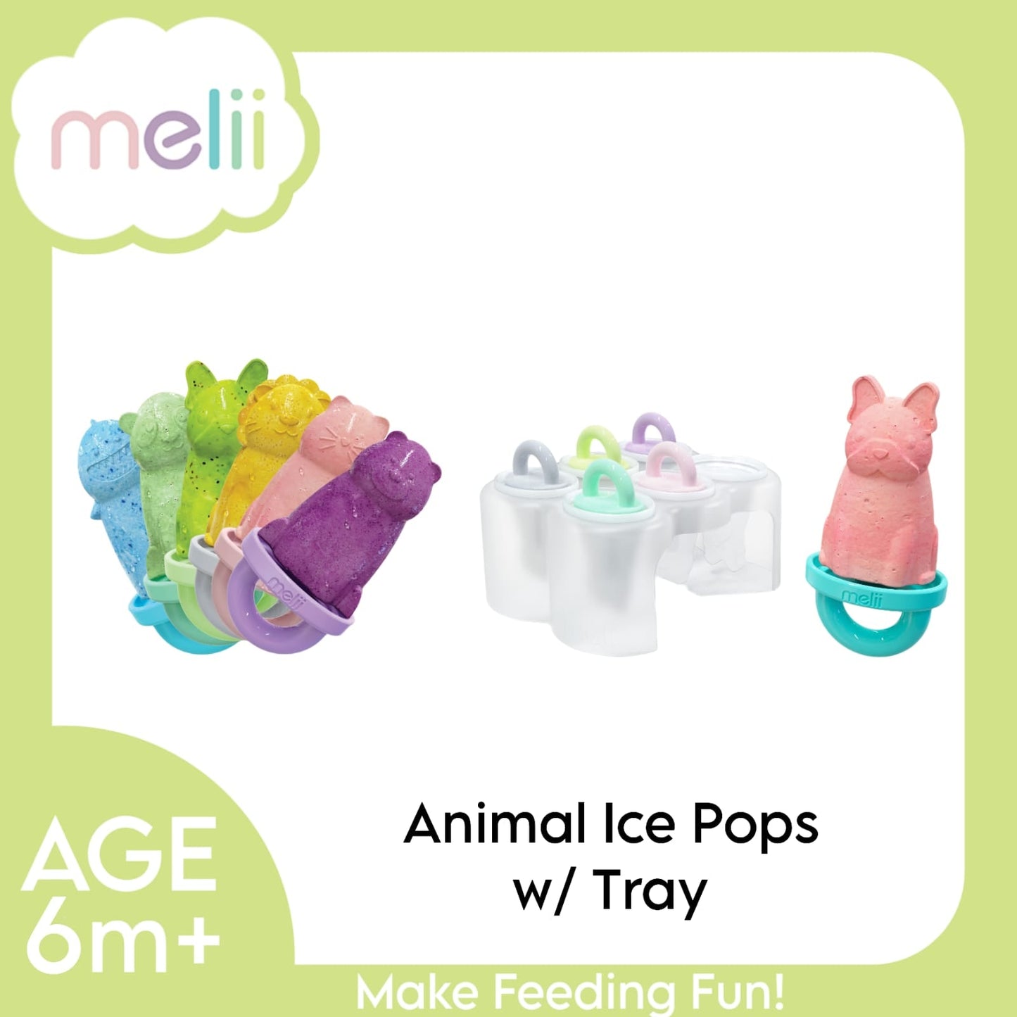 6 Piece Animal Ice Pops with Tray Multicolor - 3 to 6 Years