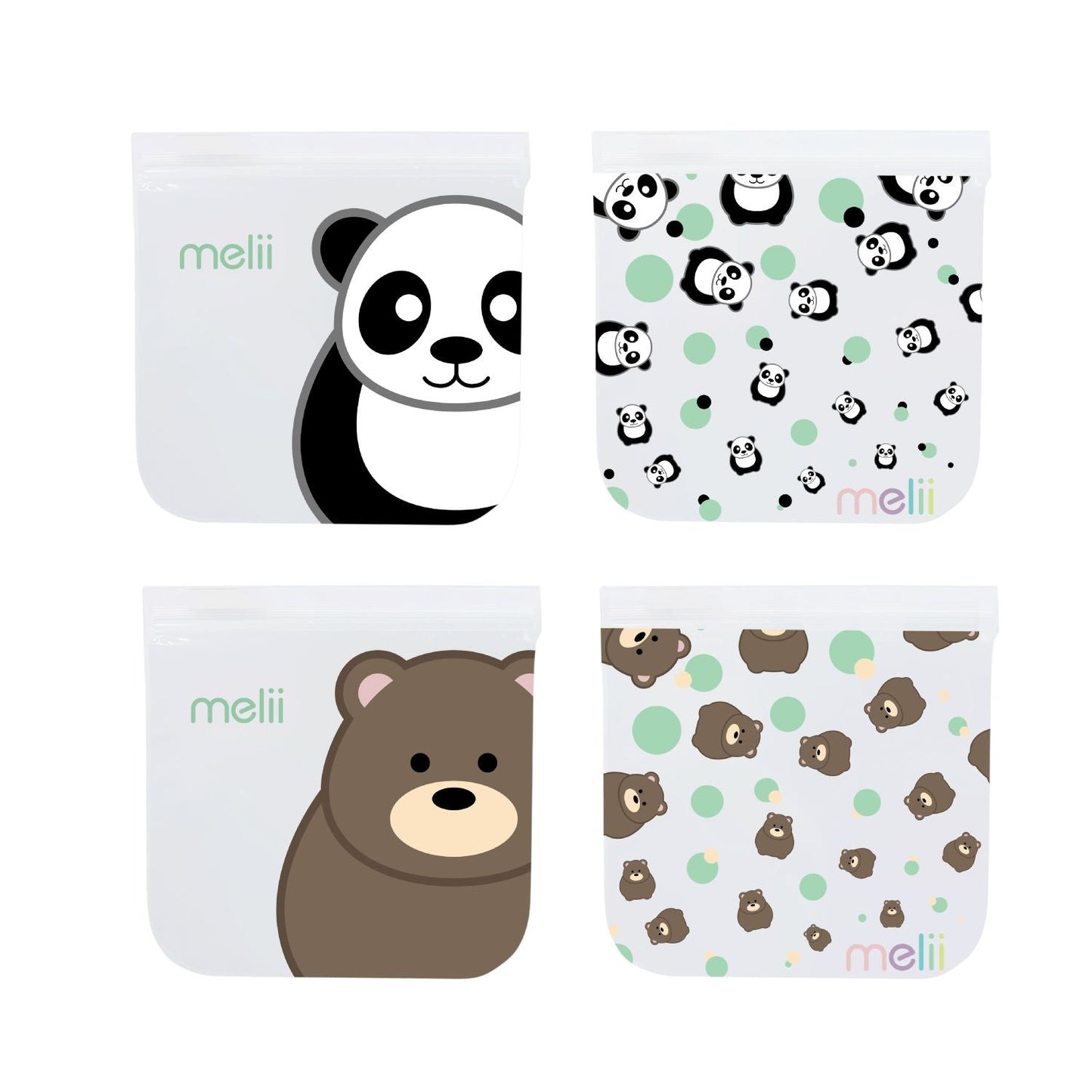 Reusable Eva Animal Snack Bags - 4 Pack