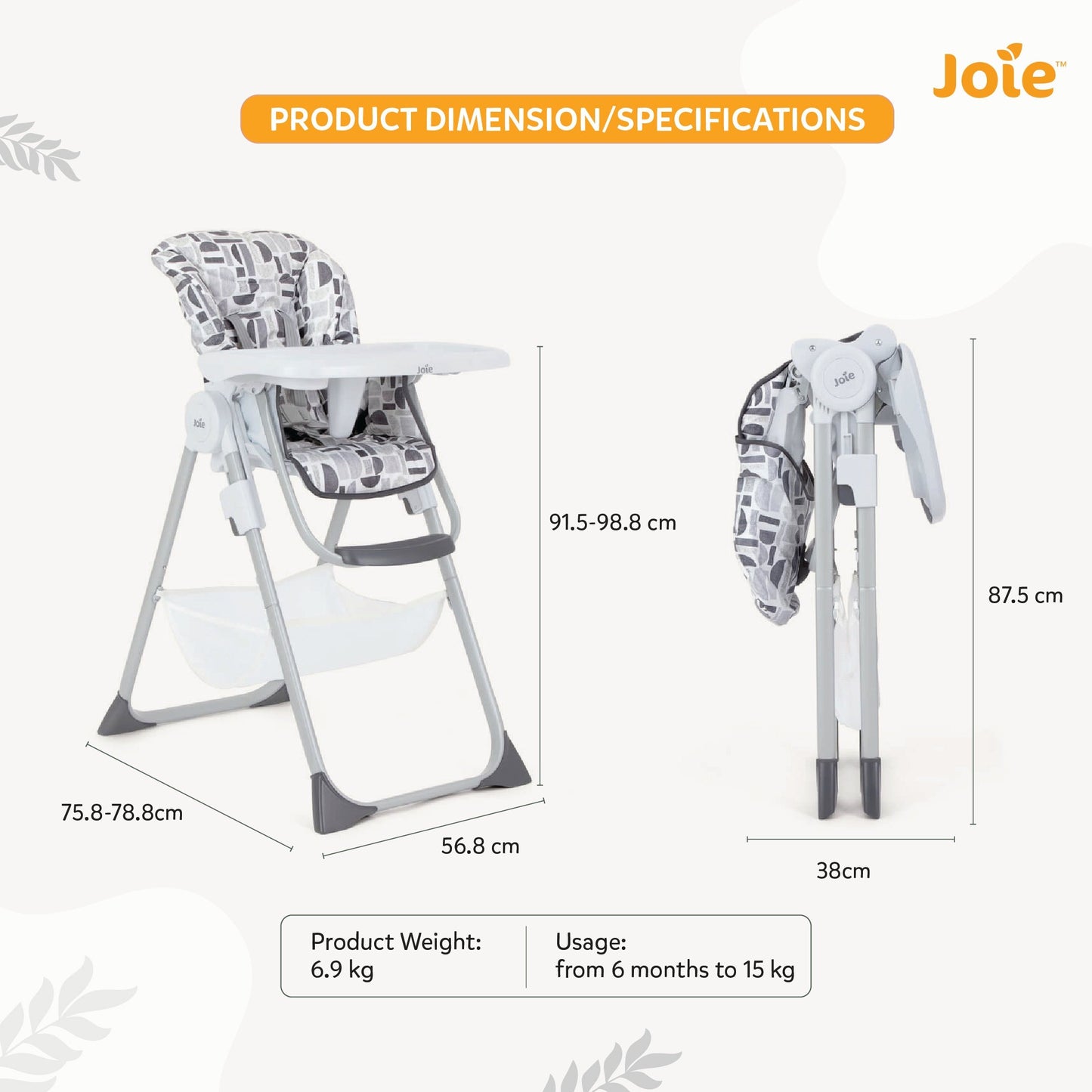Joie Snacker 2In1 High Chair 6 Months to 36 Months