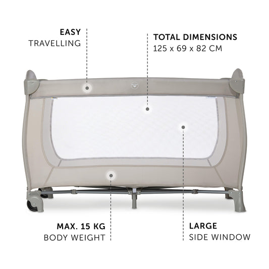 Hauck Sleep N Play Go Plus Playard | Fashion Beige | Used for Birth+ to 36M - Toys4All.in