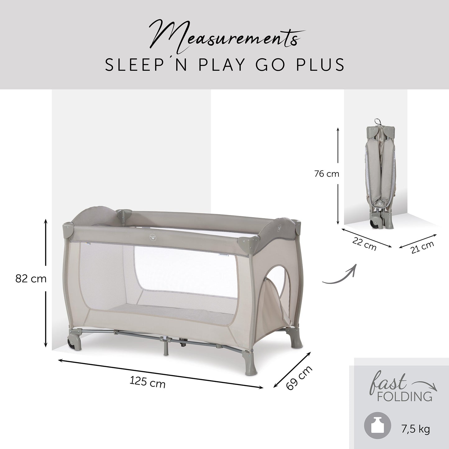 Hauck Sleep N Play Go Plus Playard | Fashion Beige | Used for Birth+ to 36M - Toys4All.in