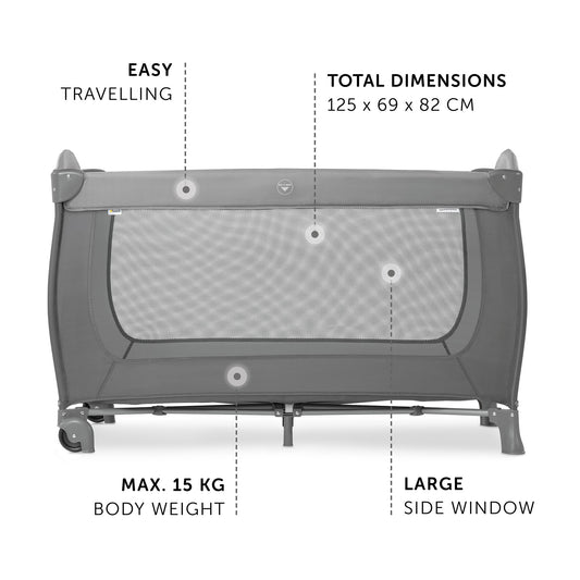 Hauck Sleep N Play Go Plus Playard | Fashion Grey | Used for Birth+ to 36M - Toys4All.in