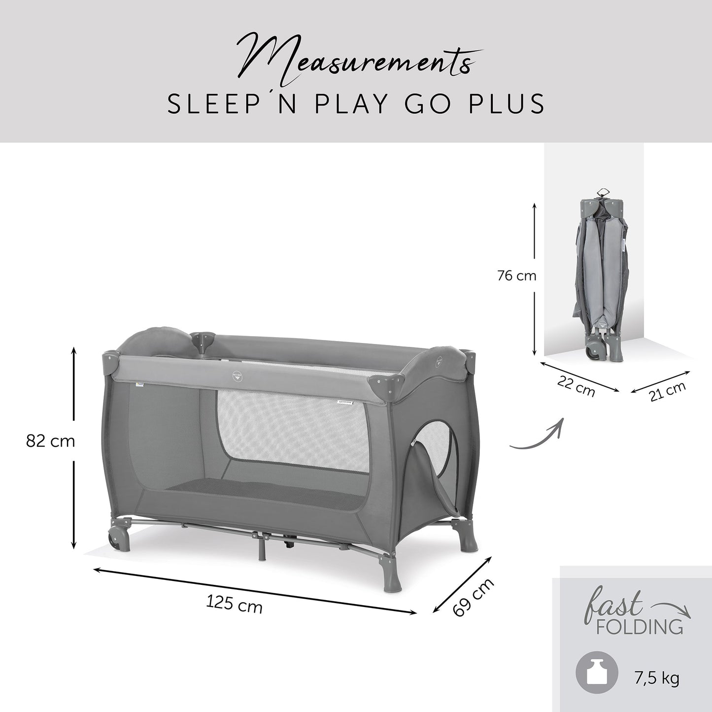 Hauck Sleep N Play Go Plus Playard | Fashion Grey | Used for Birth+ to 36M - Toys4All.in