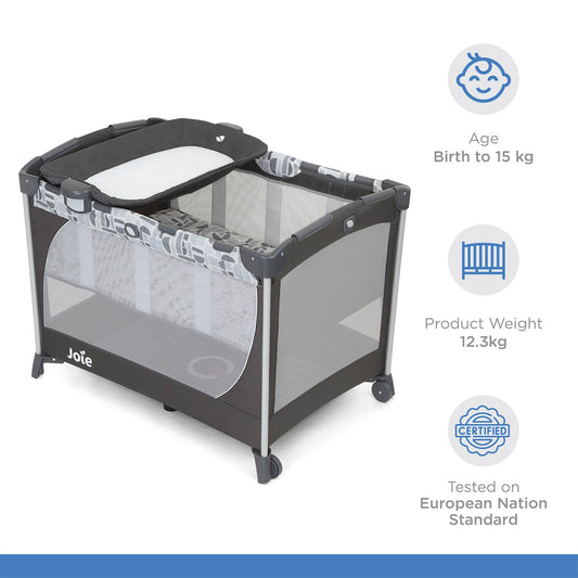 Joie Commuter Change Playpen || Fashion - Logan || Birth+ to 36months - Toys4All.in