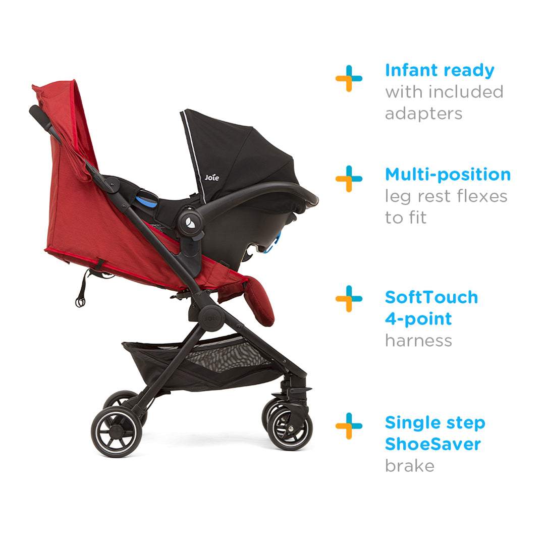 Joie Pact W/ Rc & Adpt & Tb Cranberry Color Stroller || Birth+ to 36months - Toys4All.in