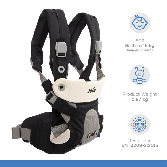 Joie Savvy Black Baby Carrier || Fashion- Black Papper || Birth+ to 48months || Distress Box - Toys4All.in