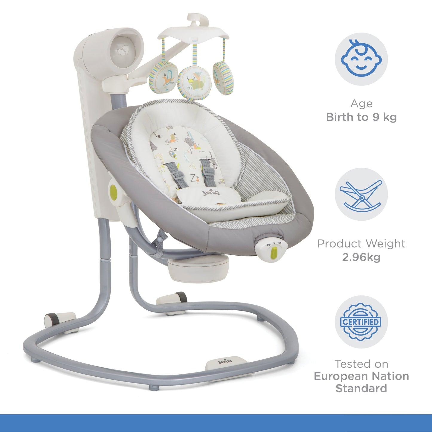 Joie Serina Swivel Swing || Natures Alphabet || Birth+ to 9months || Distress Box - Toys4All.in