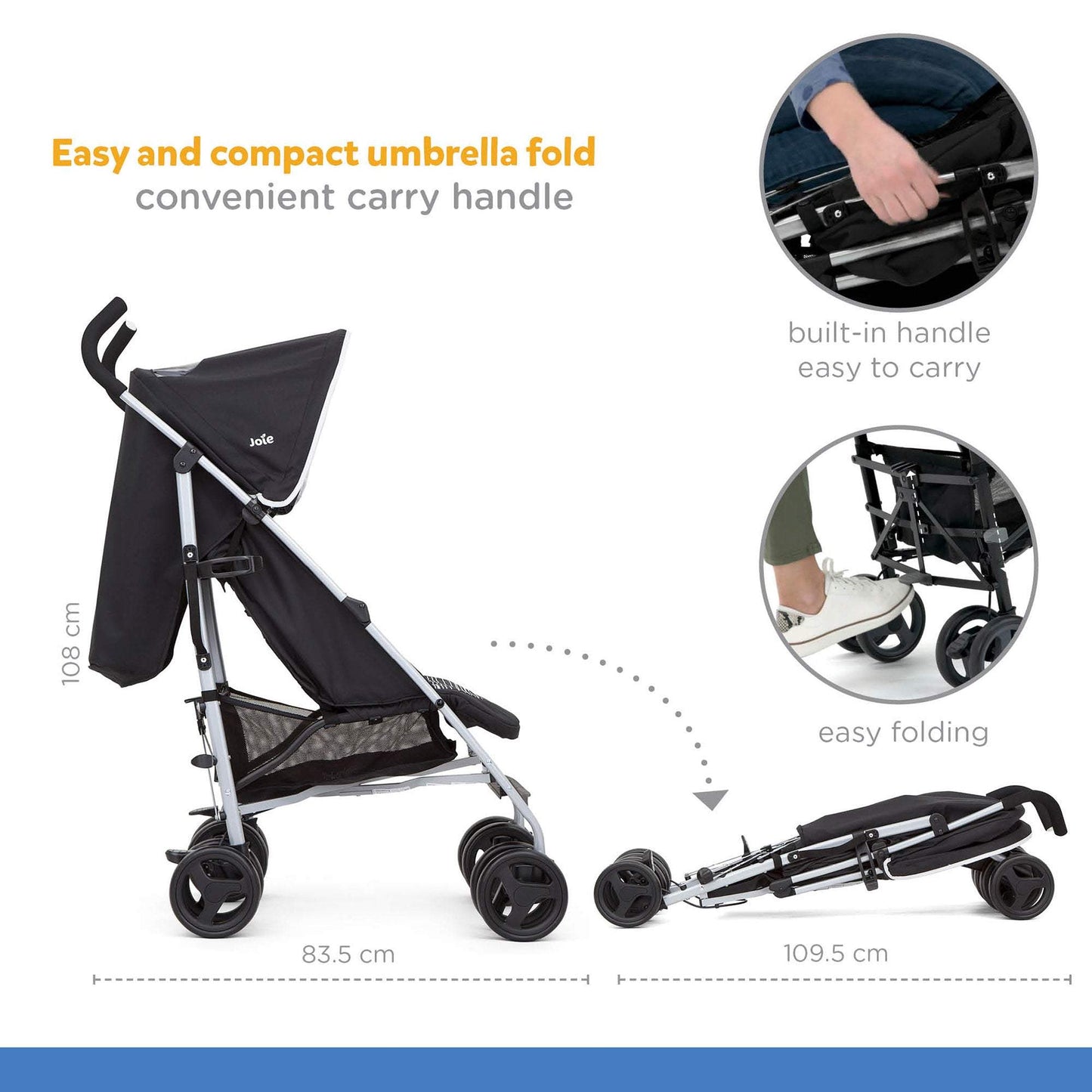 Joie Skewed Lines Caviar Rapid Stroller || Used for Birth+ to 36months || Distress Box - Toys4All.in