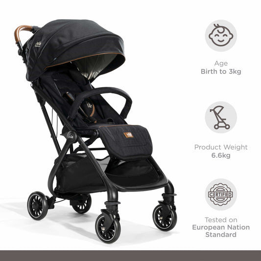 Joie Tourist W/ Rc & Adpt & Tb Coal Color Stroller || Birth+ to 36months || Distress Box - Toys4All.in