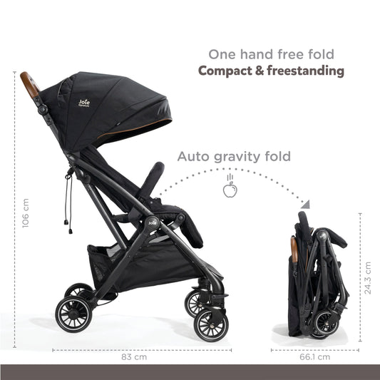 Joie Tourist W/ Rc & Adpt & Tb Coal Color Stroller || Birth+ to 36months - Toys4All.in