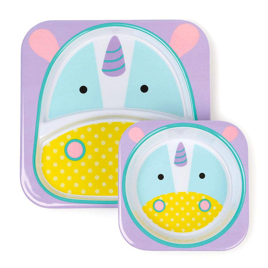 Skip Hop Zoo Melamine Plate & Bowl Set || Fashion-Unicorn || 6months to 48months - Toys4All.in