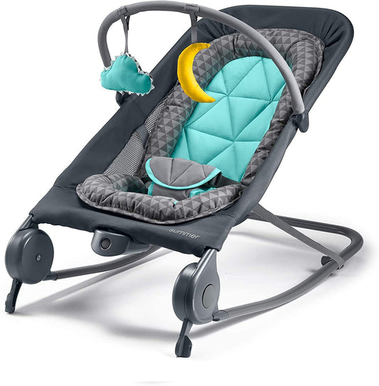 Summer Infant 2-In-1 Bouncer & Rocker || Fashion-Dark Grey || Birth+ To 6months - Toys4All.in