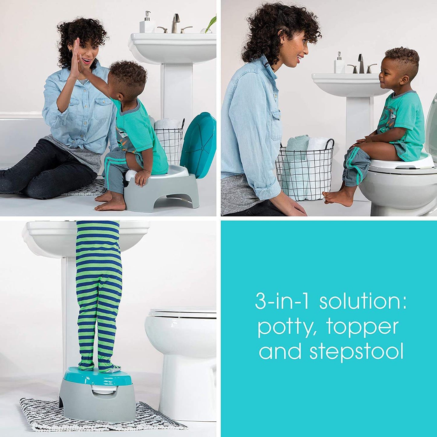 Summer Infant 3In1 Train With Me Potty || Fashion-Blue & Grey || Used for 18months To 48months - Toys4All.in