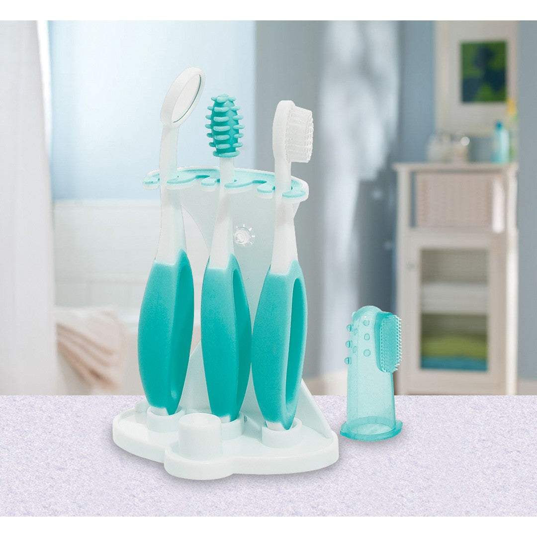 Summer Infant 5 Pc. Oral Care Kit (3L) || Fashion-Teal & White || Used for Birth+ to 12months - Toys4All.in