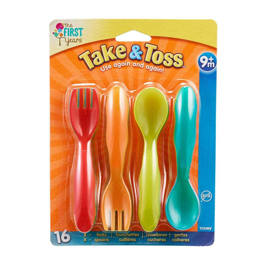 The First Years Multicolor 16 Pcs Take & Toss Toddler Flatware || 9months to 36months - Toys4All.in