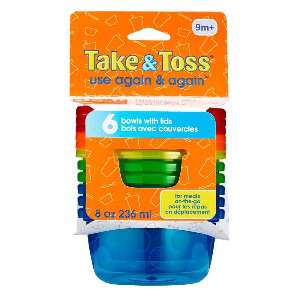 The First Years Take & Toss 8 Oz Bowls With Lids 7 Pk. Multicolor || 9months to 24months - Toys4All.in