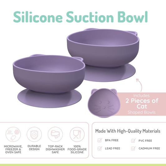 Melii Silicone Suction Bowl - 2-pack Purple