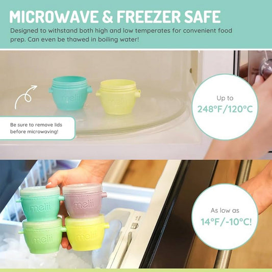 Melii SILICONE Snap & Go Pods (4oz) - 4 piece set Multicolor - 3 to 24 Months