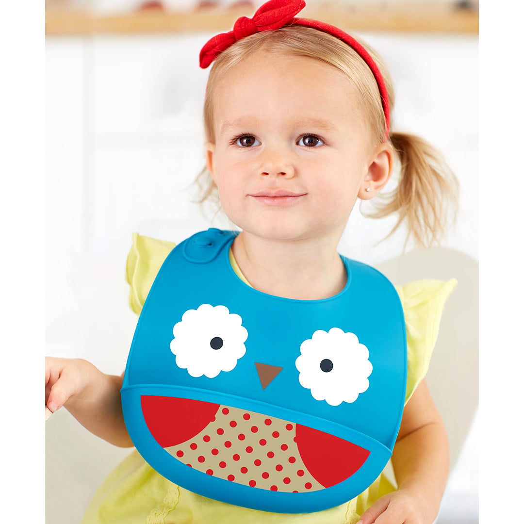 Skip Hop Zoo Fold & Go Silicone Bib 6months to 36months