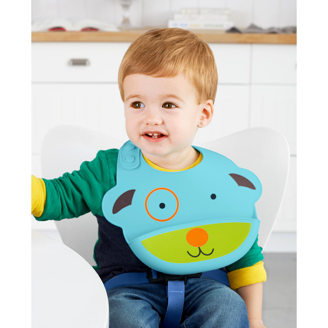 Skip Hop Zoo Fold & Go Silicone Bib 6months to 36months