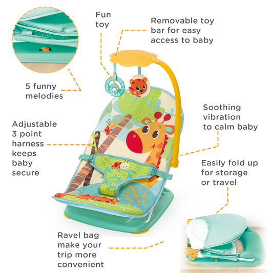 Mastela Fold Up Infant Seat - Fashion-Green - Birth+ 6 M