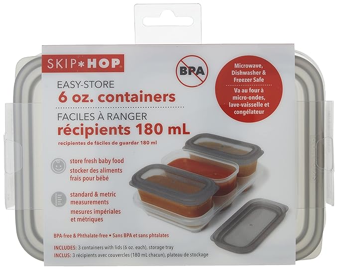 Skip Hop Grey Color 6Oz Containers 3months to 36months