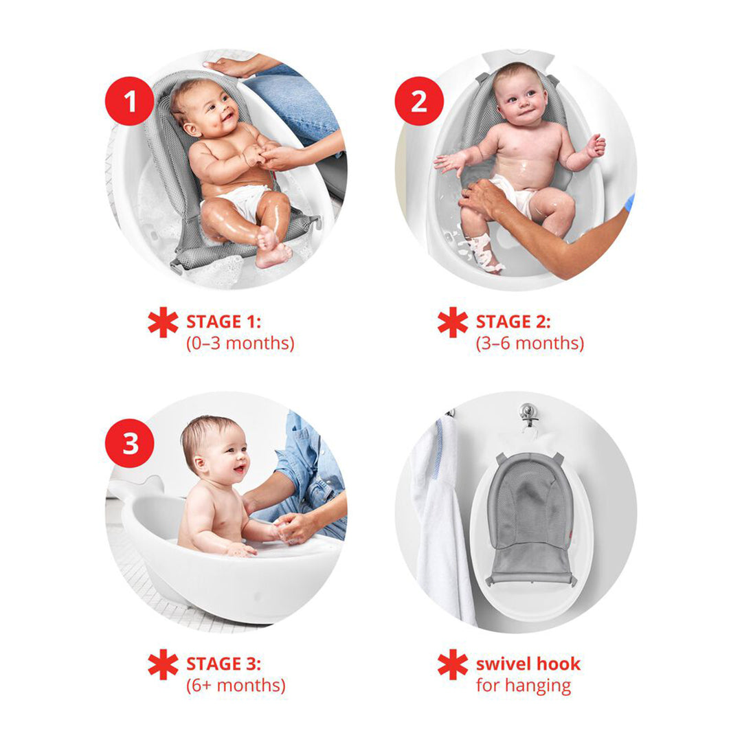 Skip Hop Bath Tub Moby Smart Sling 3-Stage Tub (Birth to 36 Months) White