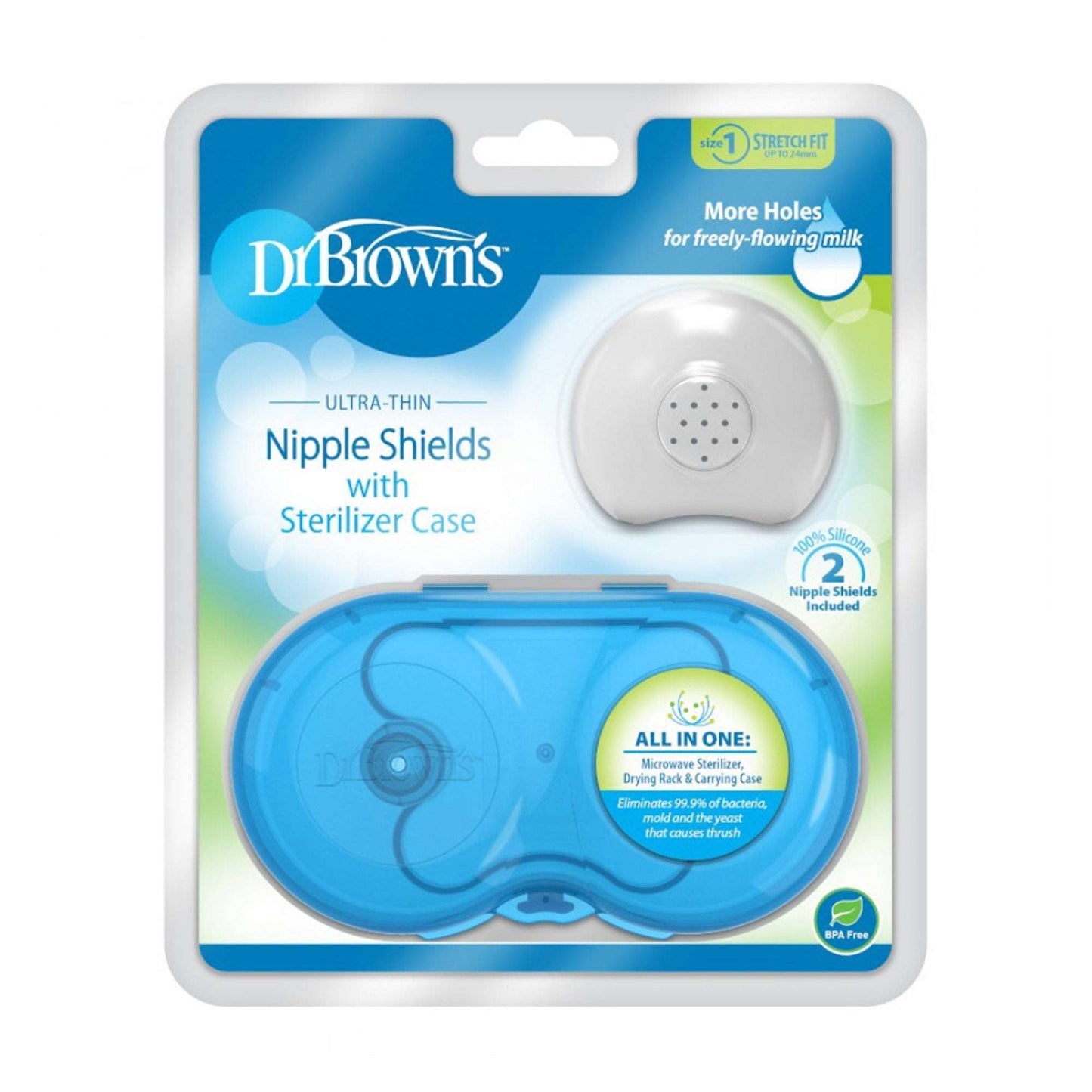 Dr. Brown Nipple Shields 2-Pack with Sterilizer Case || Size 1 || Used for 9months to 24months - Toys4All.in