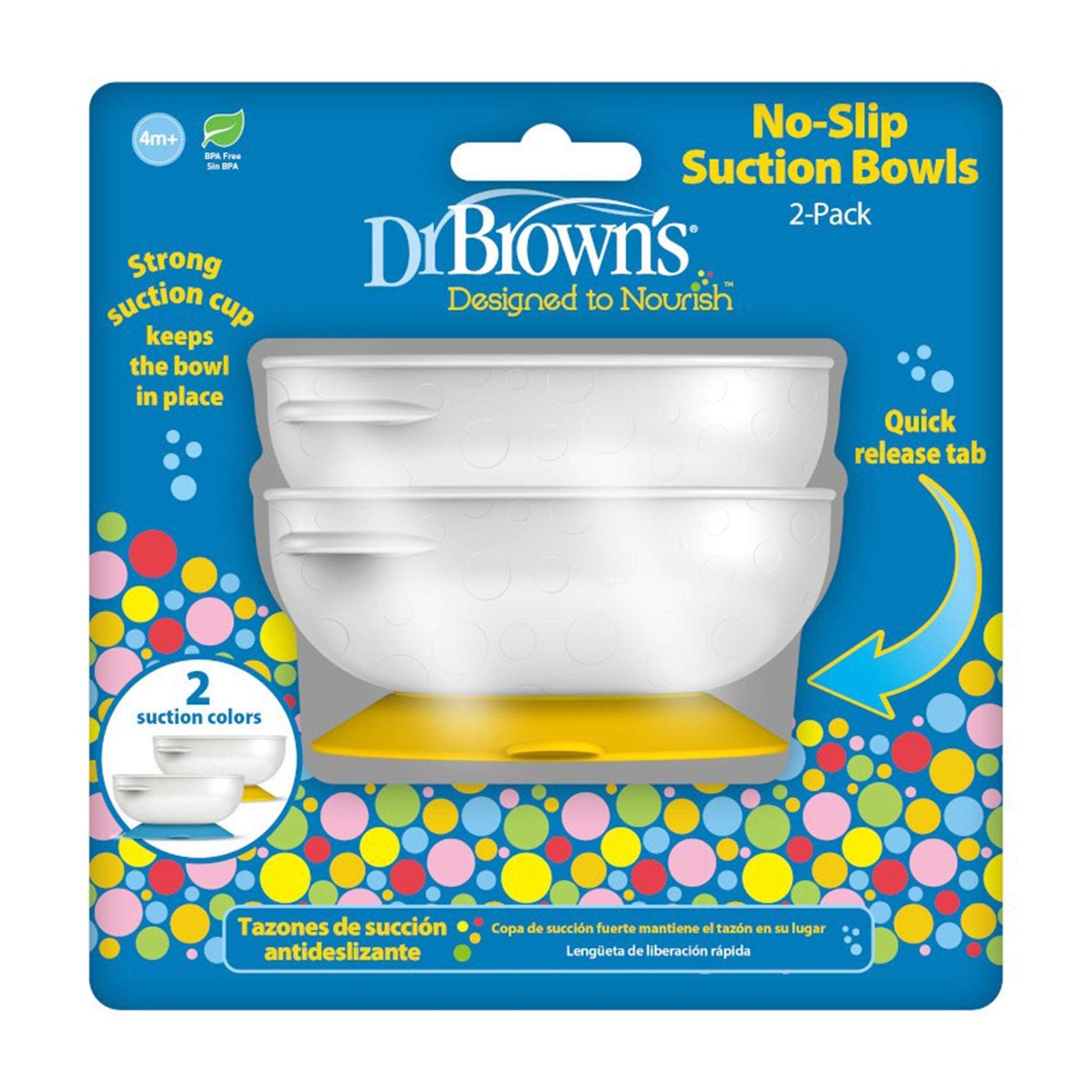 Dr. Brown No-Slip Suction Bowls || Pack of 2 || Color-Blue & Yellow || Used for 4months to 24months - Toys4All.in