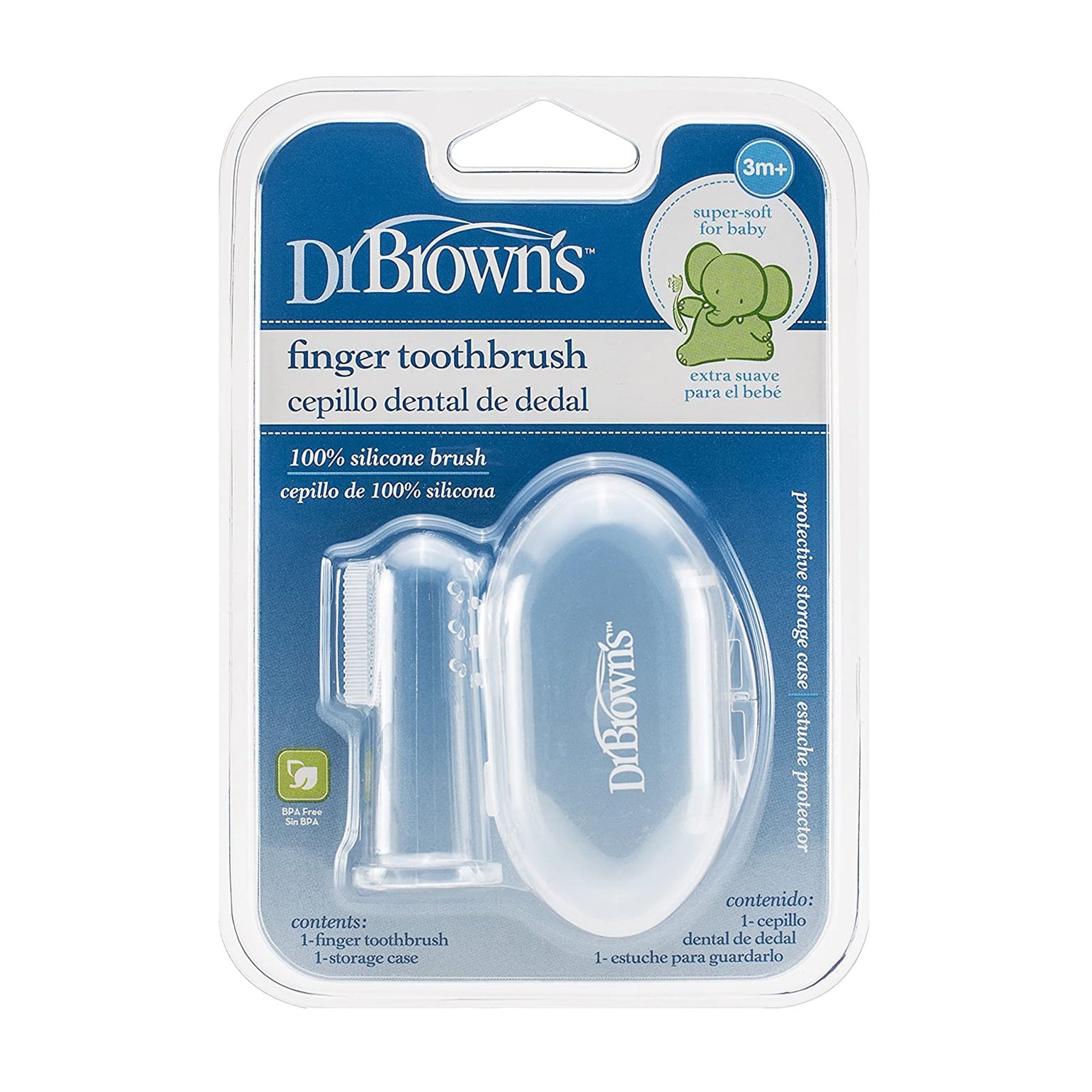 Dr. Brown Silicone Finger Toothbrush with case || Used for 3months to 12months - Toys4All.in