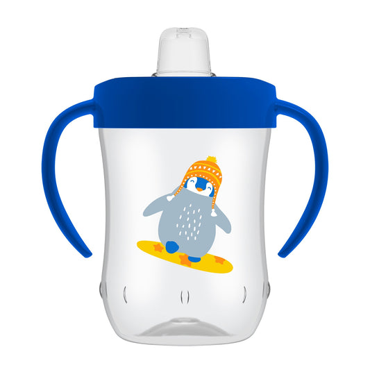 Dr. Brown Soft-Spout Toddler Cup || Fashion-Blue Penguin || Used for 9months to 24months - Toys4All.in