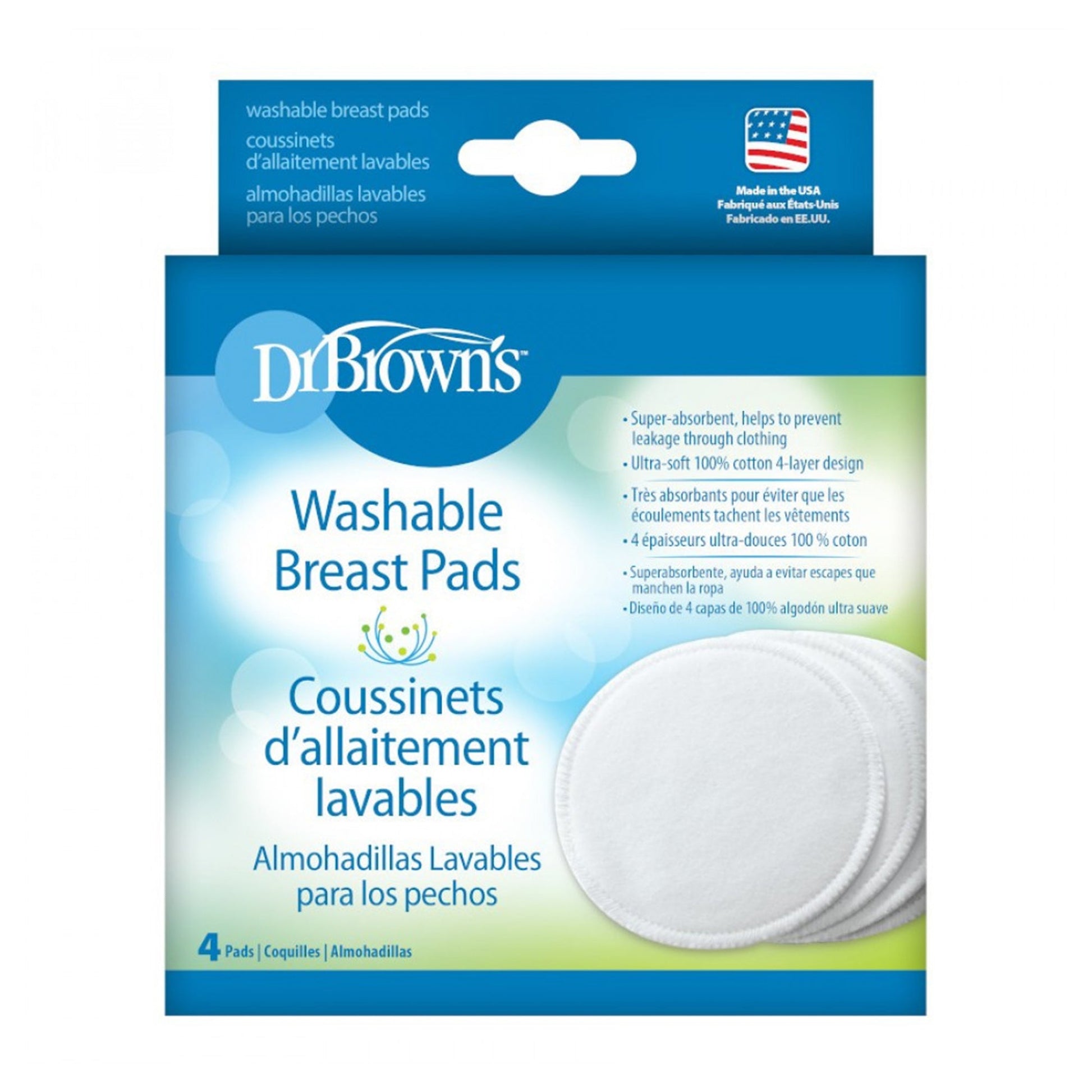 Dr. Brown Washable Breast Pads || Pack of 4 || Used for Birth+ to 9months - Toys4All.in