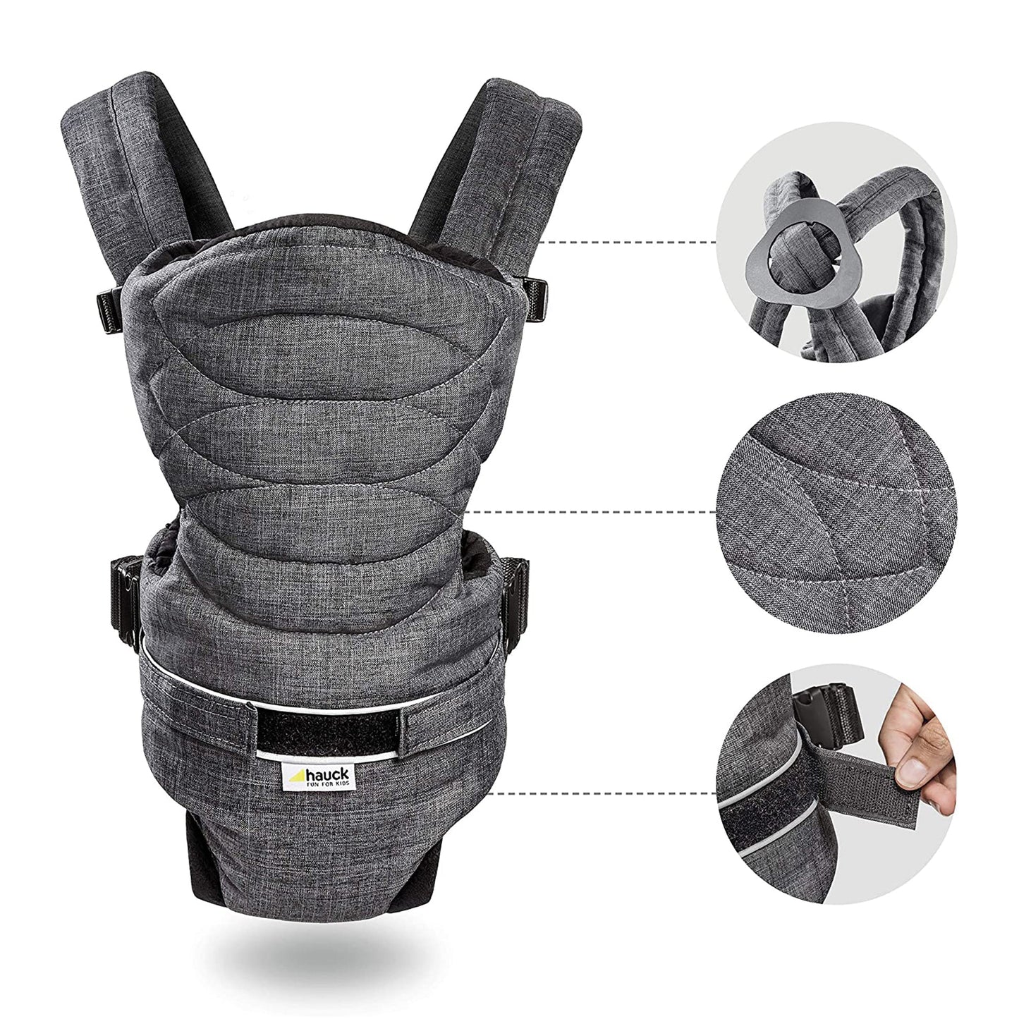 Hauck 2 Way Carrier Infant carrier | Fashion Melange Charcoal | Used for Birth+ to 9M - Toys4All.in