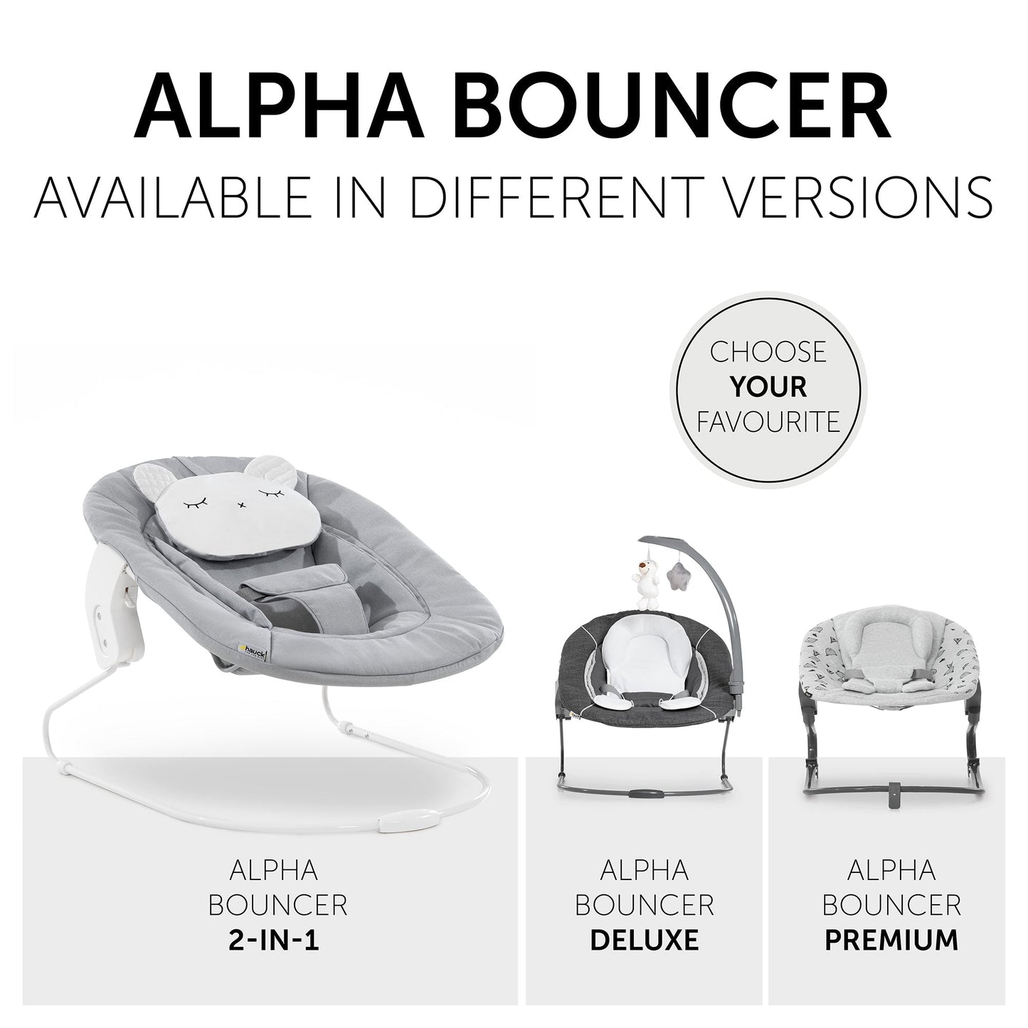 Hauck Alpha Bouncer 2in1 Rocker & Bouncer || Fashion-Light Grey || Birth+ to 9months - Toys4All.in