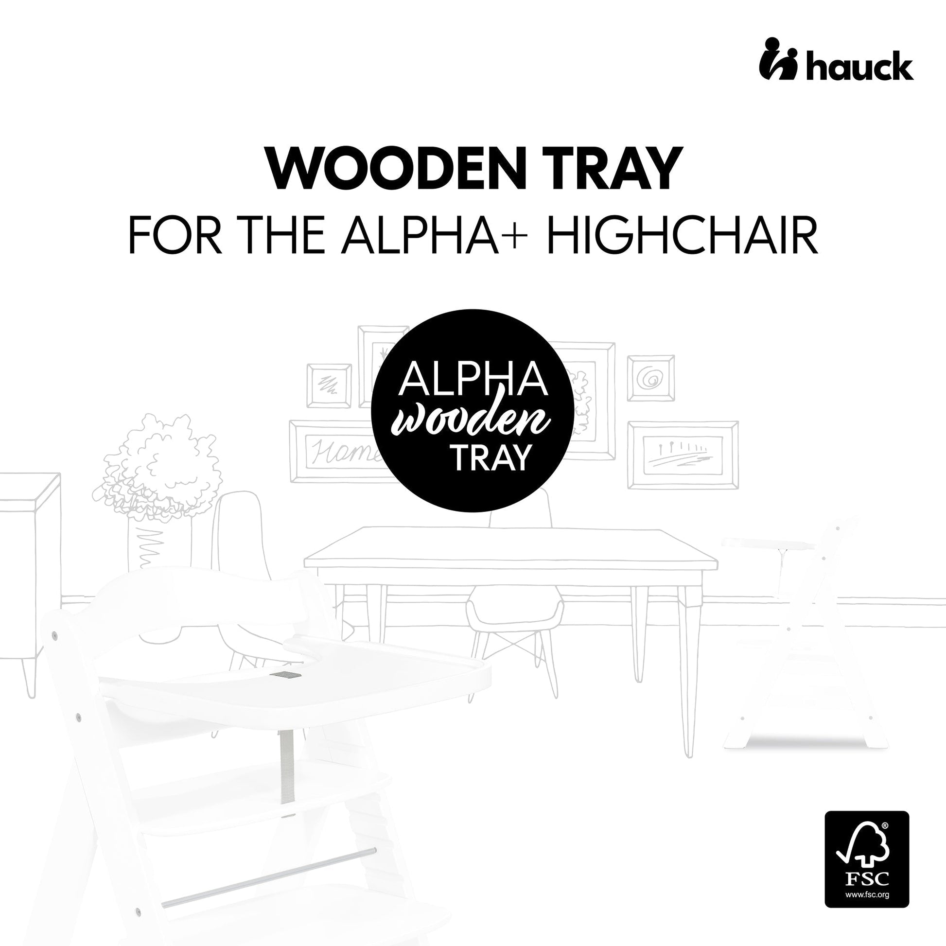 Hauck Alpha Wooden Tray | Fashion White | Used for 6M to 36M - Toys4All.in