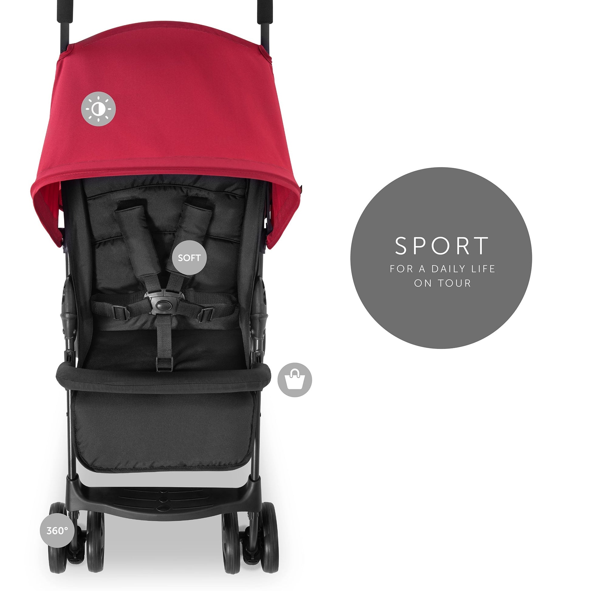 Hauck Red Color Sport Stroller || Birth+ to 36months - Toys4All.in