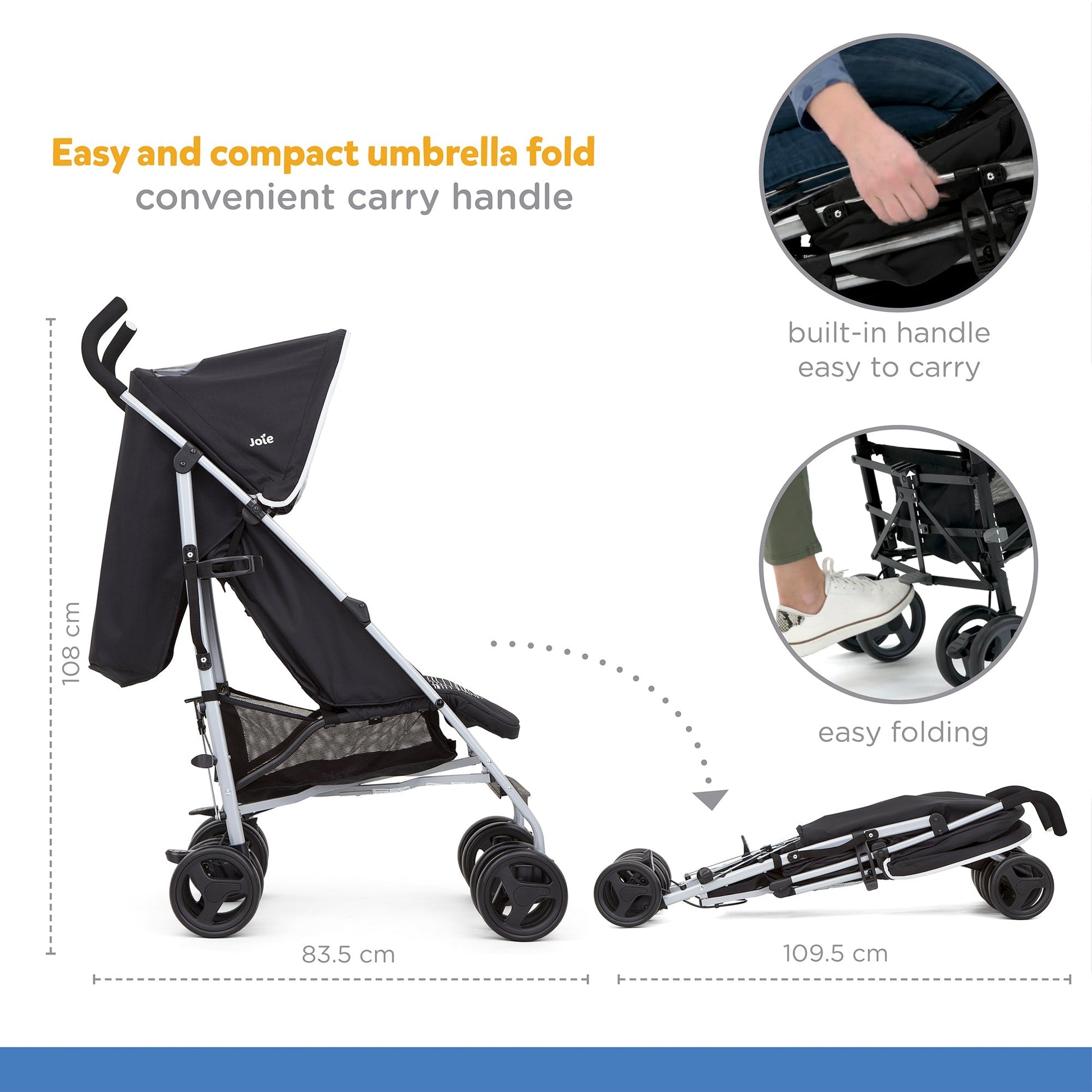 Joie Rapid Stroller || Fashion-Skewed Lines Caviar || Used for Birth+ to 36months - Toys4All.in