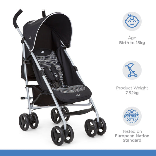 Joie Rapid Stroller || Fashion-Skewed Lines Caviar || Used for Birth+ to 36months - Toys4All.in