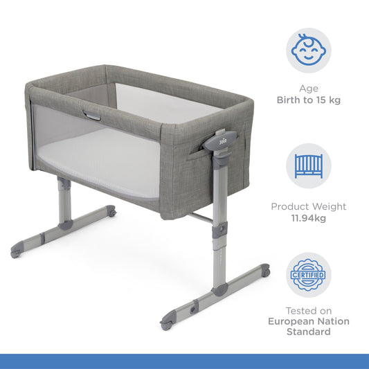 Joie Roomie Glide Bassinet || Fashion-Foggy Grey || Birth+ to 9months - Toys4All.in