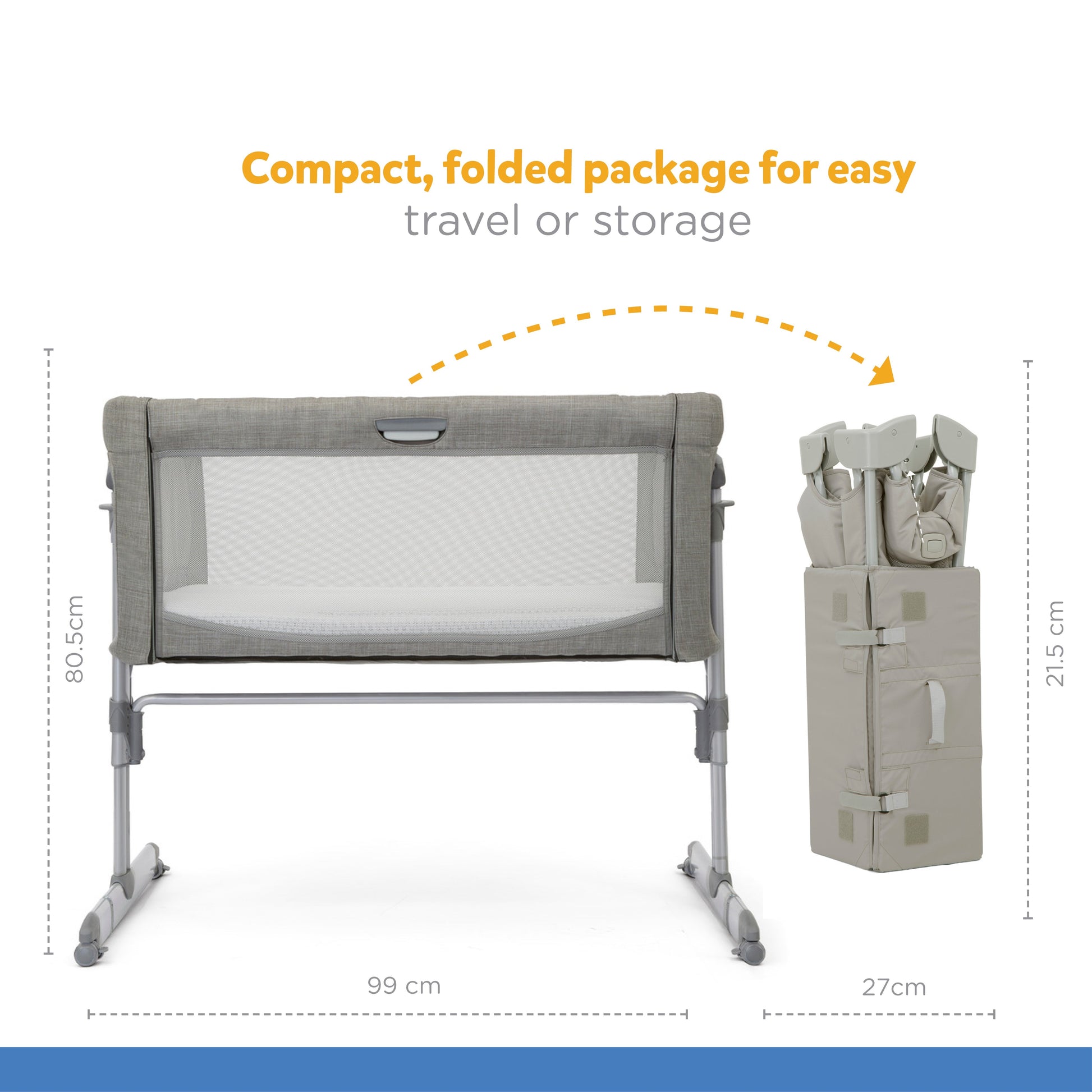 Joie Roomie Glide Bassinet || Fashion-Foggy Grey || Birth+ to 9months - Toys4All.in