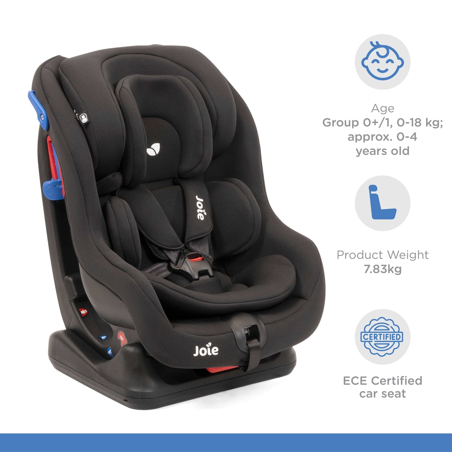 Joie Steadi(Group 0+/1) Coal Color Car Seat || Birth+ to 48months - Toys4All.in