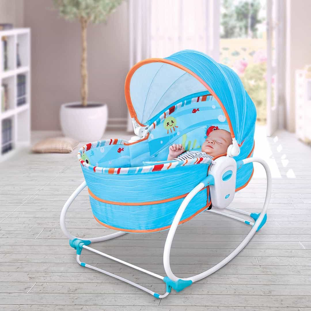 Mastela 5in1 Rocker & Bassinet || Fashion-Aqua || Birth+ to 48months ||Distress Box - Toys4All.in