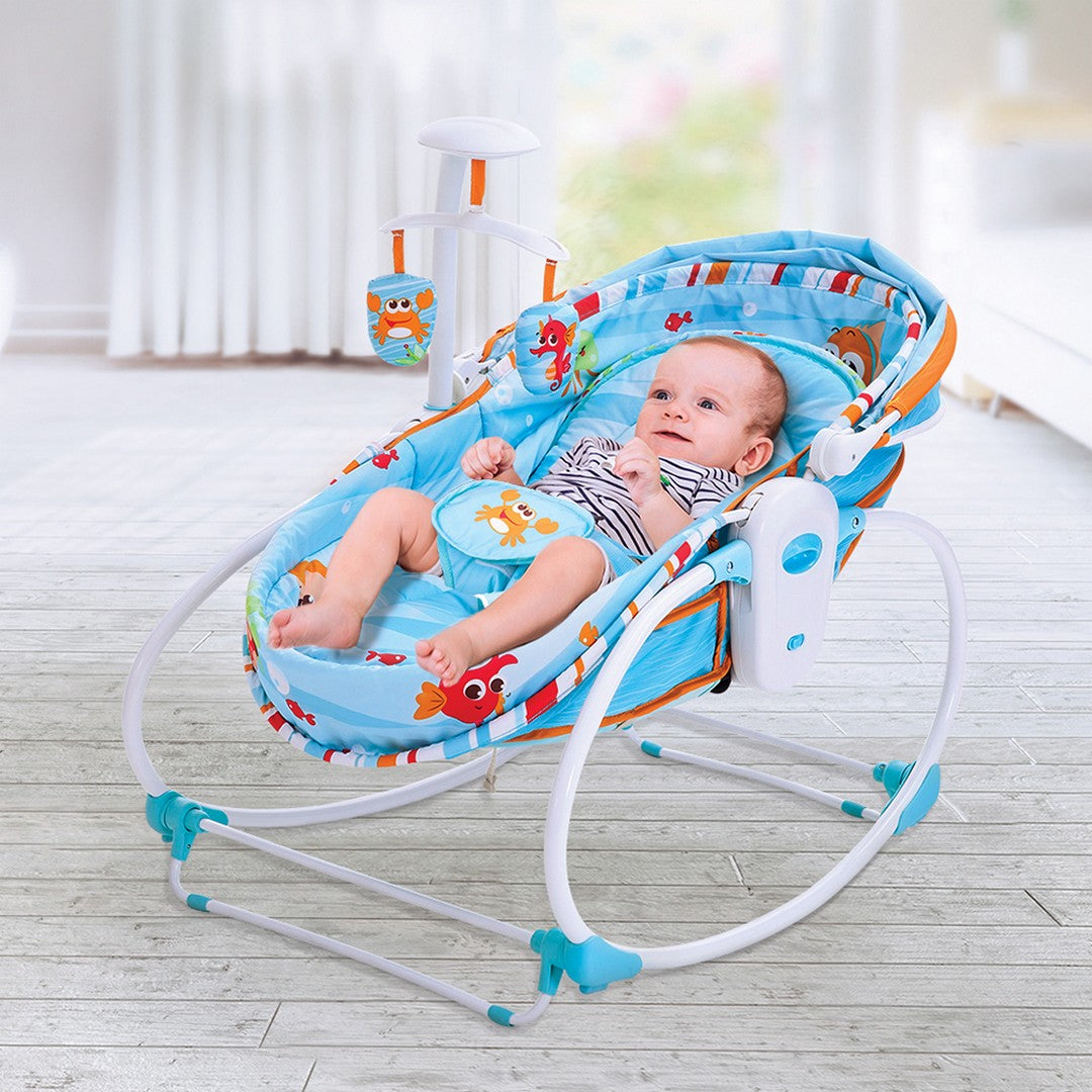 Mastela 5in1 Rocker & Bassinet || Fashion-Aqua || Birth+ to 48months ||Distress Box - Toys4All.in