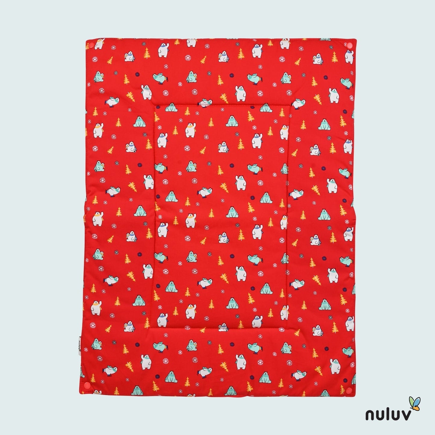 Red Diaper Changing Mat ( plastic base with 3 diaper mats ) 100 % Organic Cotton with Antimicrobial Finish - Toys4All.in