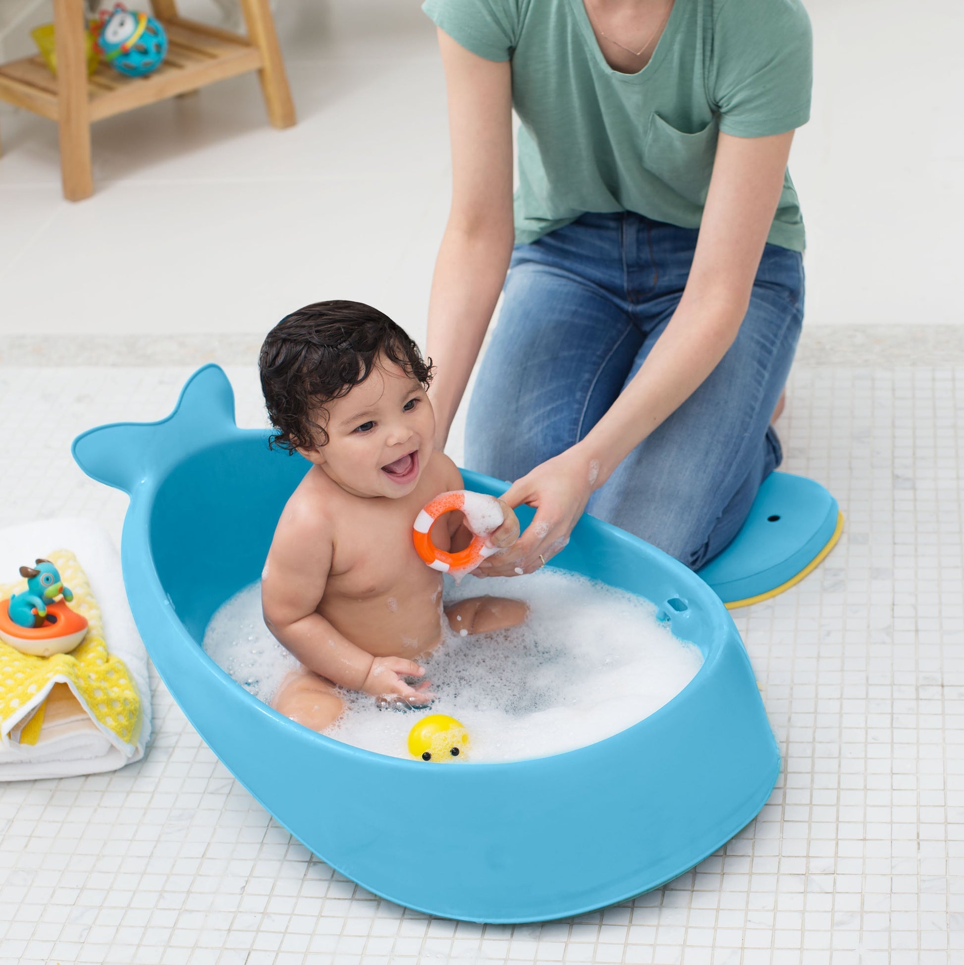 Skip Hop Blue Color Moby Smart Sling 3-Stage Bath Tub || Birth+ to 36months - Toys4All.in