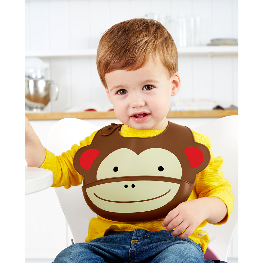 Skip Hop Zoo Fold & Go Silicone Bib || Fashion-Monkey || 6months to 36months - Toys4All.in